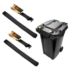 HOMAR 2PCS Trash Can Locks for Animals Adjustable Trash Can Lid Lock with Metal Buckles Bear Raccoon Proof Trash Lock Strap Universal Garbage Can Lid Locks with Strong Band Outdoor Trash Bin Lock