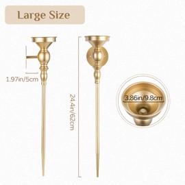 Walasis Candle Sconces Gold Wall Decor: Vintage Metal Art Decoration Wall Candle Holder for Pillar Candles - 24.4 Inch Long Candle Sconces Set of 2 for Fireplace Hallway Beside TV