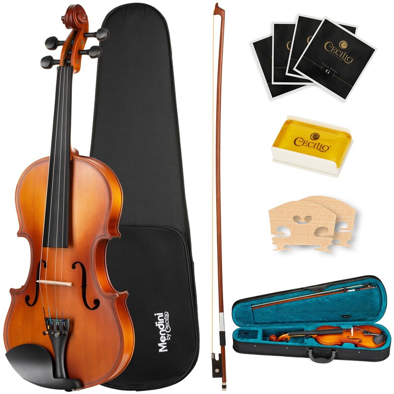 Mendini by Cecilio 12-Inch Solid Wood Viola Set for Beginners
