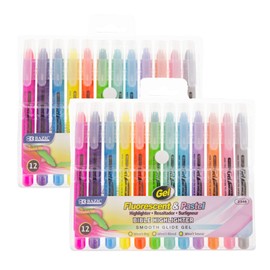 BAZIC Highlighter Gel Pen Bible Highlighter, No Bleed Highlighting Coloring Pen (12/Pack), 2-Packs