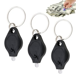 3 Pack UV Money Checker Keychain Torch - Mini LED Blacklight Detector for Bank Notes & Watermark Verification Identifying Jadeite | Portable Keyring Flashlight (Black)