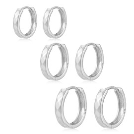 KISSPAT Gold Silver Hoop Earrings Set for Women, Sterling Silver 925 Small Gold Hoop Earrings, Hypoallergenic Lightweight Cartilage Hoop Earrings Gold for Multiple Ear Holes, Silver, No Gemstone