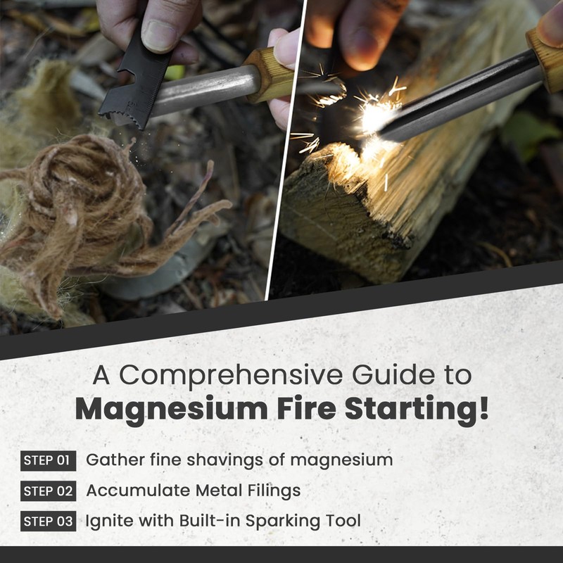 PISAU Ferrocerium Magnesium Bar Ferro Rod Flint Fire Starter Waterproof