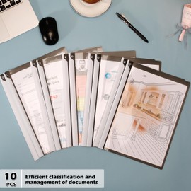 Dlicoda Report Covers with Swing Clip, 10 Pack Clear Front Presentation folders for A4/Letter Size, 8.9'' x 11.9'', 40 Sheet Capacity, No Punch Needed (Black)