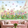 decalmile Window Clings Pink Tulips Flower Reusable Windows Decals