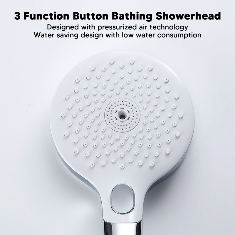 Home Bathroom Shower Head 3 Function Button Water Saving Silicone