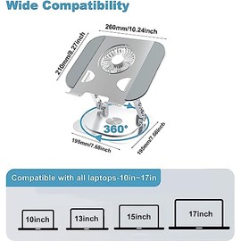 SUPERTRUST Soporte para Porttiles, Soporte de Laptop de Aluminio, Enfriador para Laptop,Bases de Refrigeracin para Laptops,Soporte Portatil Giratorio 