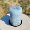 Slate Blue Gray Rustic Textured Unscented Block Pillar Candle -