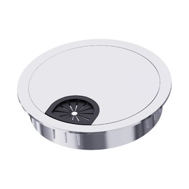 Skweawert Desk Grommet 2-1/8 Inch 53mm, Zinc Alloy Computer Desk Wire Hole Cover, Office Desktop Cord Cable Hole Metal Ring, Bright Silver