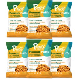 P-nuff Crunch Peanut Puffs – Shark Tank, Healthy Snacks, Keto, Gluten Free, 20g Vegan Protein per Bag, Gut Health, Post Workout, Fit Snacks, For Adults and Kids – 4oz Bag, Cheddar Jalapeno 6-Pack