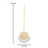 Aheli Faux Kundan Pearl Sky Blue Maang Tikka nupcial indio