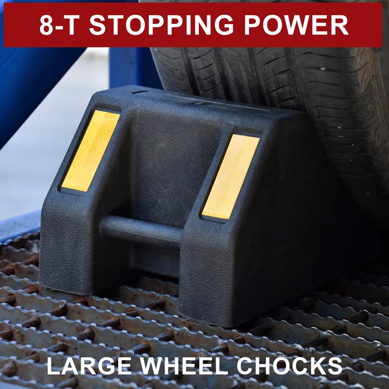 OrangeStar 4-Pack Heavy Duty Rubber Wheel Chocks with Hand Grip