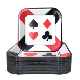 SENONAPO 120 Pcs Casino Party Supplies 7'' Poker Party Paper Plates Las Party Decorations for Poker Card Playing Club Casino Night Poker Game Theme Casino Birthday Party Decor