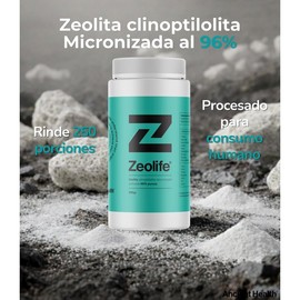 ZEOLIFE ZEOLITA CLINOPTILOLITA 96% PUREZA 2 FRASCOS de 500 GRS EN POLVO
