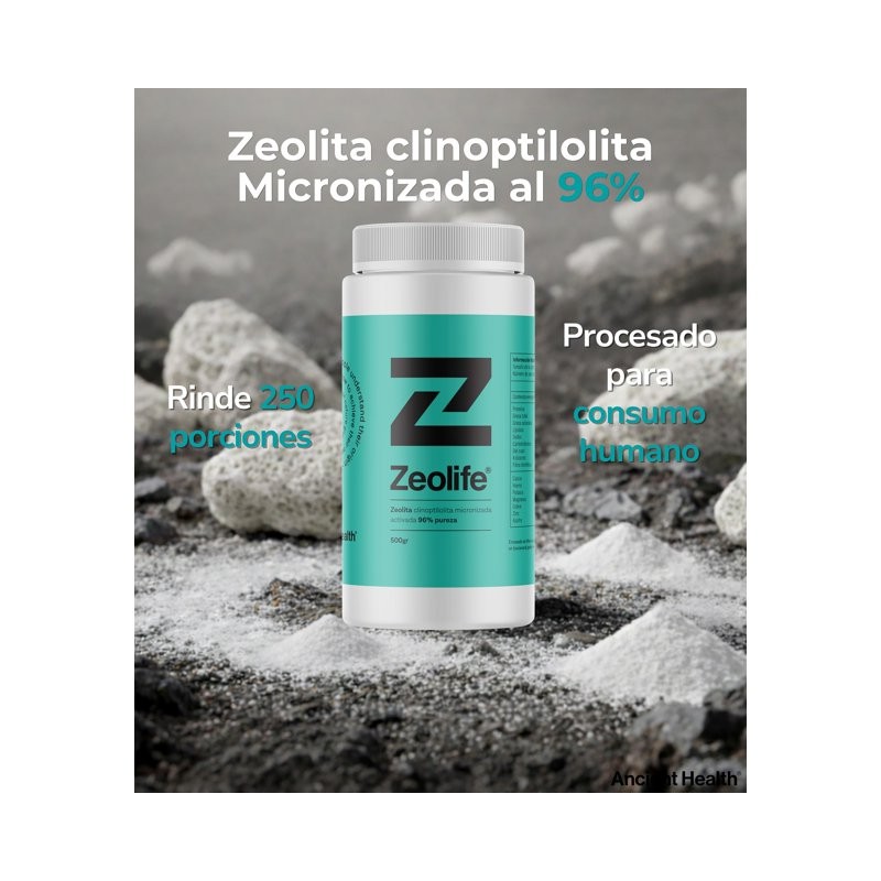 ZEOLIFE ZEOLITA CLINOPTILOLITA 96% PUREZA 2 FRASCOS de 500 GRS