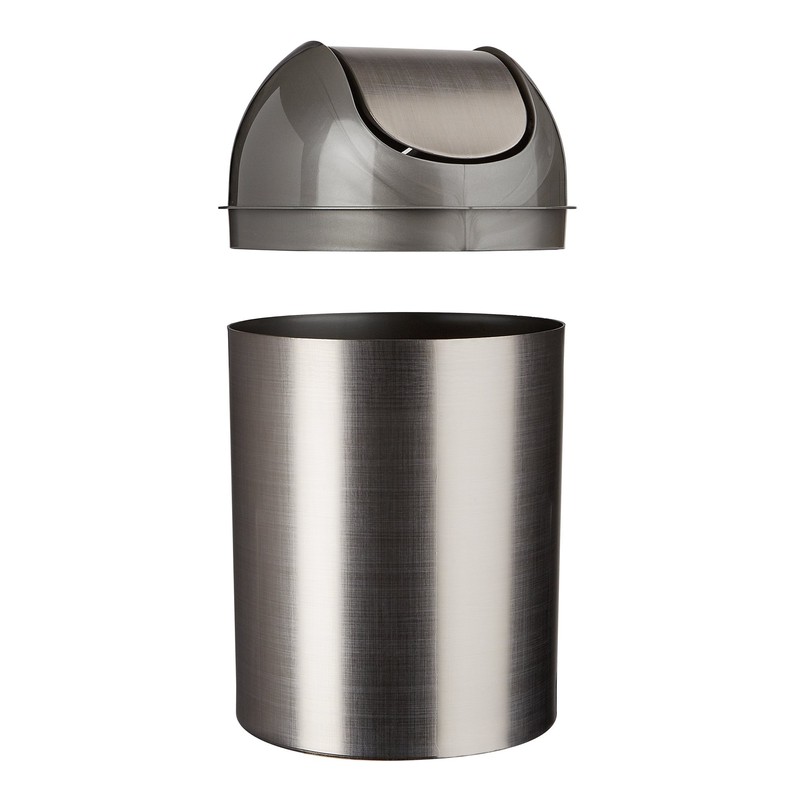 Umbra Mezzo Swing-Top Waste Can, 2.5-Gallon (9 L), Brushed Nickel/Silver