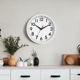DAXSMY Wall Clock Small Analog 8 Inch Silent Non Ticking Battery Operated Modern Simple Decorative for Kitchen Office Bedroom Bathroom Living Room(White)