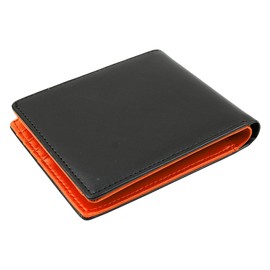 Dom Teporna Men's Bi-Fold Box-Shaped Large Capacity Coin Purse Bi-Fold Wallet Cowhide Box Wallet Compact Card Case Thin Folding, orange