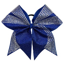 Glitter Rhinestone Ascent Competition Cheer Hair Bow (Royal Blue)