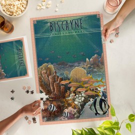 Lantern Press 1000 Piece Jigsaw Puzzle, Biscayne National Park, Florida, Lithograph National Park Series