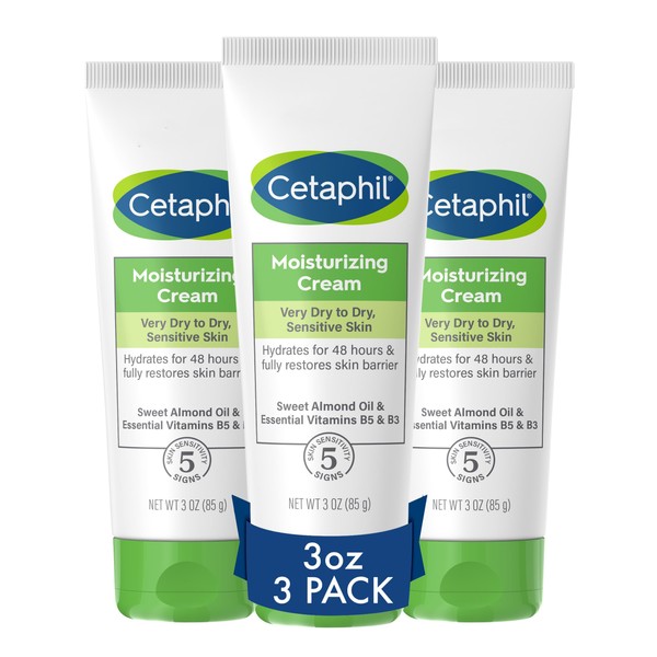 Cetaphil Body Moisturizer, Hydrating Moisturizing Cream for Dry to Very Dry, Sensitive Skin, NEW 3 oz Pack of 3, Fragrance Free, Non-Comedogenic, Non-Greasy
