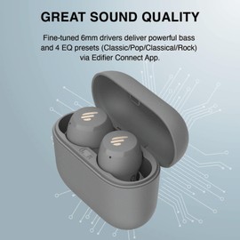 Edifier X3 Lite Bluetooth 5.3 Earbuds, Noise Cancellation Wireless Earbuds with Charging Case, in-Ear Earphones, Touch Control, Fast Charging - Grey