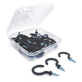 WKTRSM Pack of 30 Screw Hooks, Screws Hooks, Ceiling Hooks with Protective Plastic Cover, Hook Screw, Vinyl Coated Cup Hooks, Ceiling & Wall Hooks for Indoor and Outdoor Use (Large)