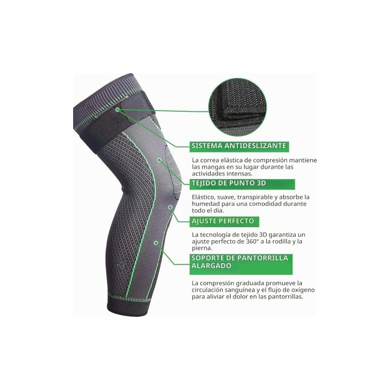 Fundas de Compresión Transpirables 3 Pares para Rodilla y Pantorrilla