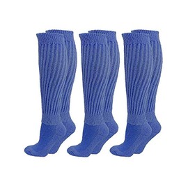 Royal Blue All Cotton 3 Pack Extra Heavy Slouch Socks Made In USA