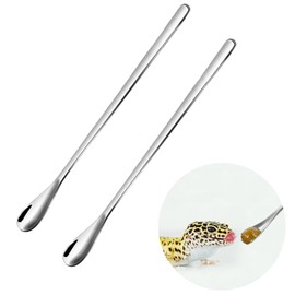FUATY 2PCS Reptile Food Spoon, Powder Fruit Mixing Stirring Food Long Handle Feeding Tool Fits for Crested Gecko Gargoyle Bearded Dragon Lizard