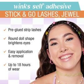 Ardell Winks Self Adhesive Lashes, Jewel, Easy-to-Apply, Lightweight, Full-Volume Flare, No Glue Needed, 1-pair