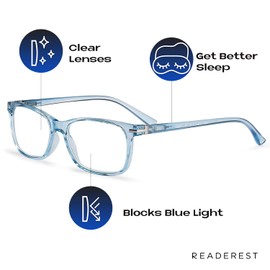 Readerest Gafas de lectura con bloqueo de luz azul (azul claro, aumento de 3.00), gafas de computadora, a la moda para hombres y mujeres, antirreflejos, antifatiga ocular, protección UV