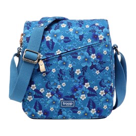 Troop London TRP0238 Classic Canvas Across Body Bag Blue Floral