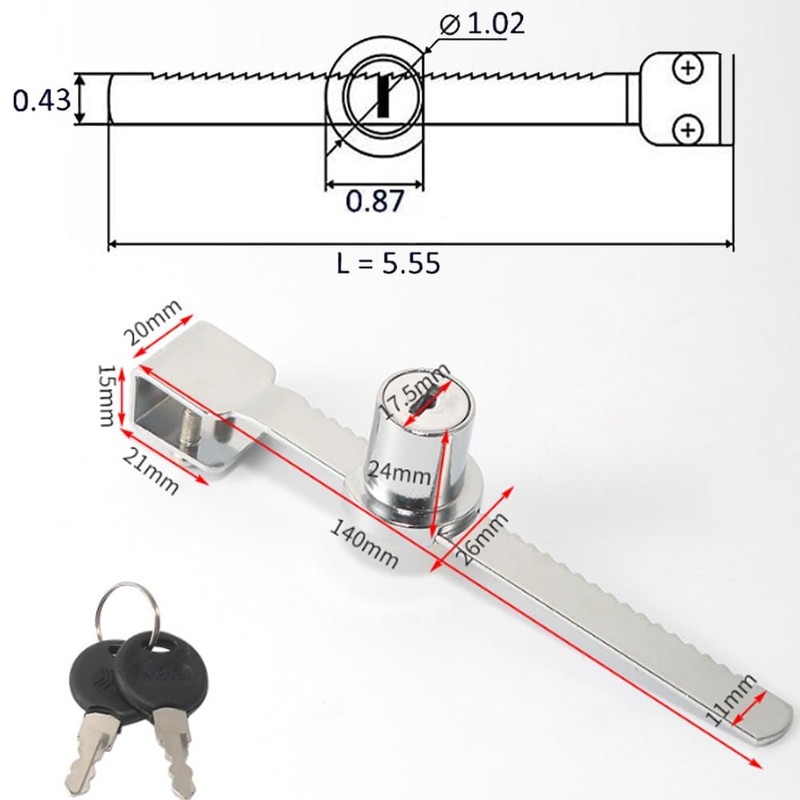 Sliding Glass Door Ratchet Lock,Locks for Glass Display Case with