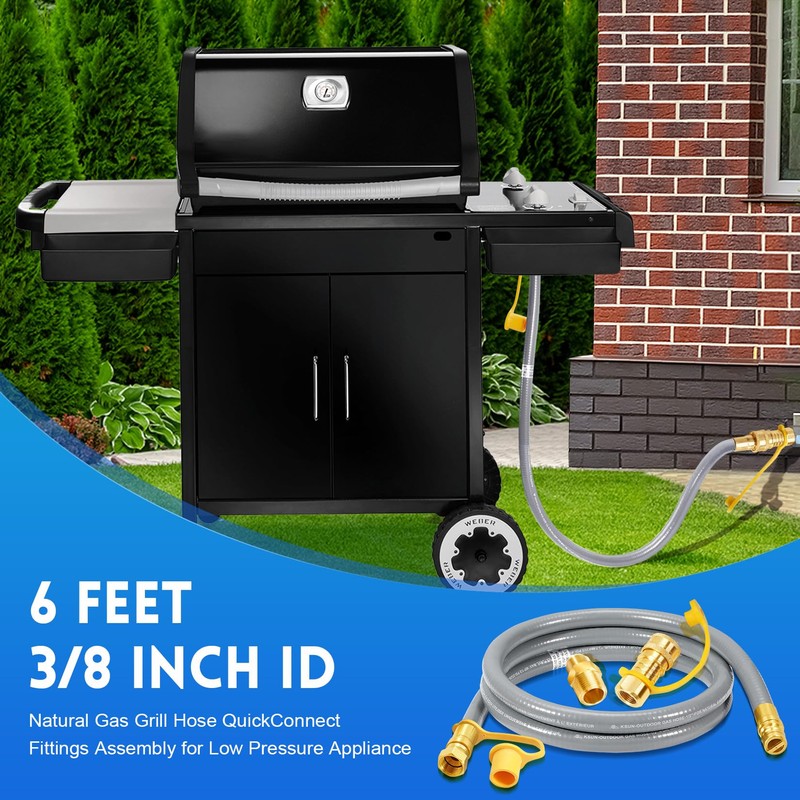GasSaf 6FT 3/8" ID Natural Gas Hose, Natural Gas Grill