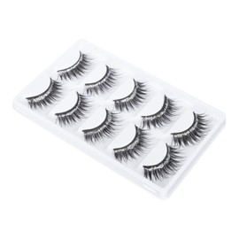 Ipetboom False Lashes for Women 5 Pairs Curly Fake Eyelashes Makeup Enhancement Accessory