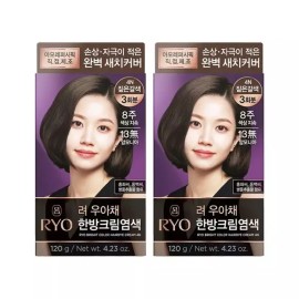 Amore [려][아모레] 려 우아채 영양새치염색 짙은갈색4N 120G 2개 Ryeo Amore Rye Uwachae Nutrition Hair Color Dark Brown 4N 120G 2PCS [RYA UA CHAE cool styling hair cream dark brown 4N 120G 2 pieces]