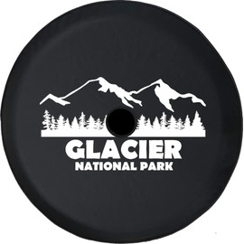 Funny Spare Tire Wheel Cover for Camper SUV Trailer Truck RV JP Thick PVC Leather | Glacier National Park Montana Black 32 Inch with Backup Camera Hole