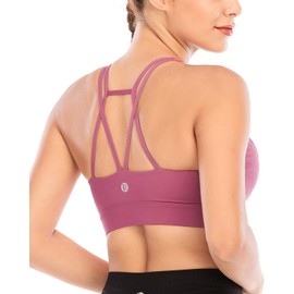 RUNNING GIRL RUNNING GIRL Sports Bras for Women Backless Padded Sports Bra Tank Top Long Line Gym High Impact Sports Bra Push up(WX2569Rose Red,XL)
