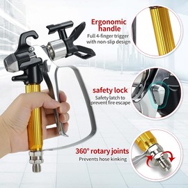 Airless Paint Spray Gun High Pressure 3600 PSI with Reversible 215/315/417/523 Nozzle Tip Guard 5PCS Spray Gun Filter 4PCS Seal Tip Gaskets for Airless Paint Sprayers ZT 811S
