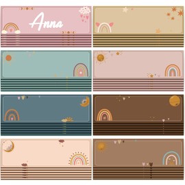 Lenwen 48 Pieces Magnetic Dry Erase Labels Boho Magnetic Name Tags Rainbow Magnetic Labels Magnetic Accents Reusable Strips for Classroom Home Office Garage Refrigerator Blank Writable Erasable Cards