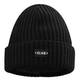 Elien Winter Beanie Hats for Men and Women, Eureka Insulated Fleece Beanie Unisex, Stretchy Daily Knit Hat,Gifts for Dad Mom (Black)
