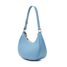 WSRYDJDL Crescent Shoulder Bags for Women Cute Hobo Tote Handbag Under the Arm Purses Mini Clutch Purse with Zipper Closure (Lake Blue)