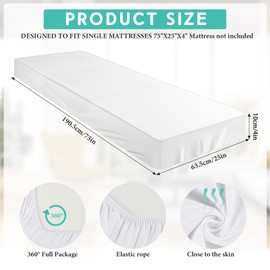 Breling Fitted Sheet (Sheet Only) Compatible with Milliard Trifold Mattress Folding Mattress Fitted Microfiber Bedclothes for Camp Bunk Rvs Bed(White,2 Pcs,Single,4'')