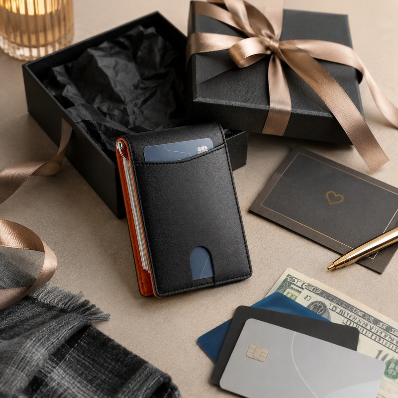 Slim RFID Card Holder Wallet for Business and Travel –