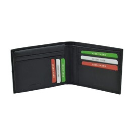 Cotton Belt Men's Wallet External Faux Leather Inner Genuine Leather and Gift Box, Black, Casual