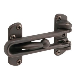 Prime-Line U 10309 Swing Bar Lock for Hinged Swing-In Doors – Secondary Security Lock for Door and Security, 3-7/8 In. Bar Length, Diecast Zinc Construction, Classic Bronze Finish (Single Pack)