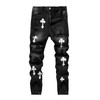 Floerns Boy's Street Denim Pants Cross Print Distressed Ripped Y2k