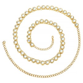 Aheli Ethnic Faux Stone Waist Charm Jewelry Kamar Patta Belly Chain Indian Traditional Sari Saree Belt Gift for Women