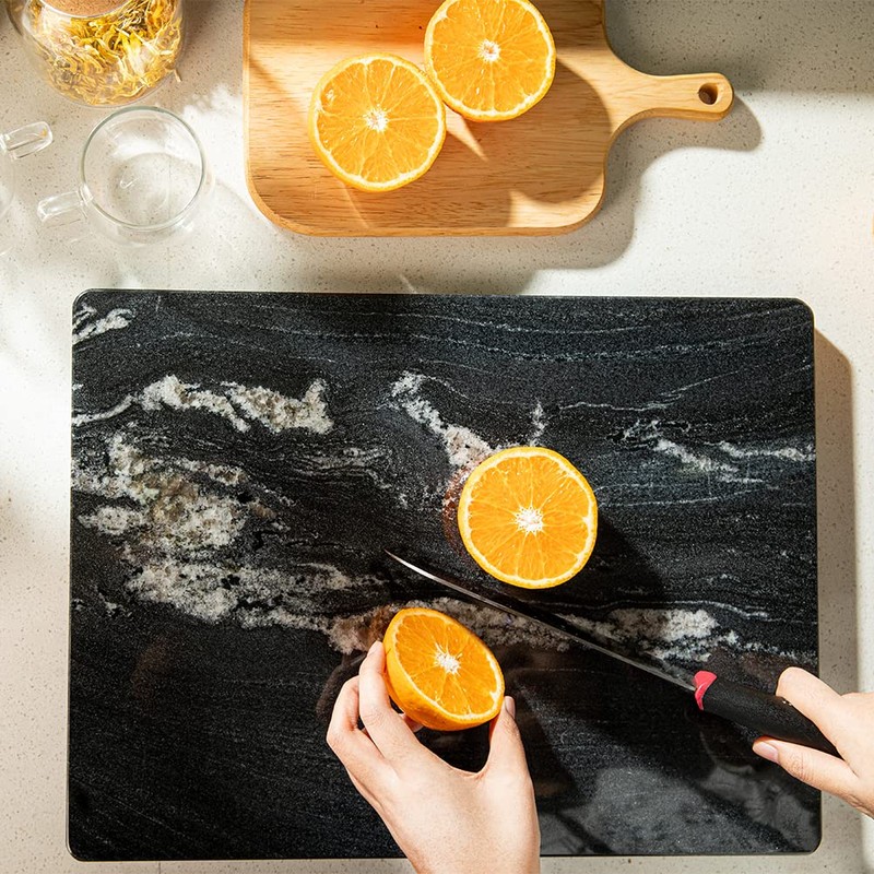 Adolif Natural Black Marble Pastry and Cutting Board, 12x16x0.7 Inch,
